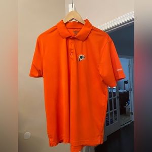 Reebok mens Miami Dolphins polo shirt. Size Large. Orange